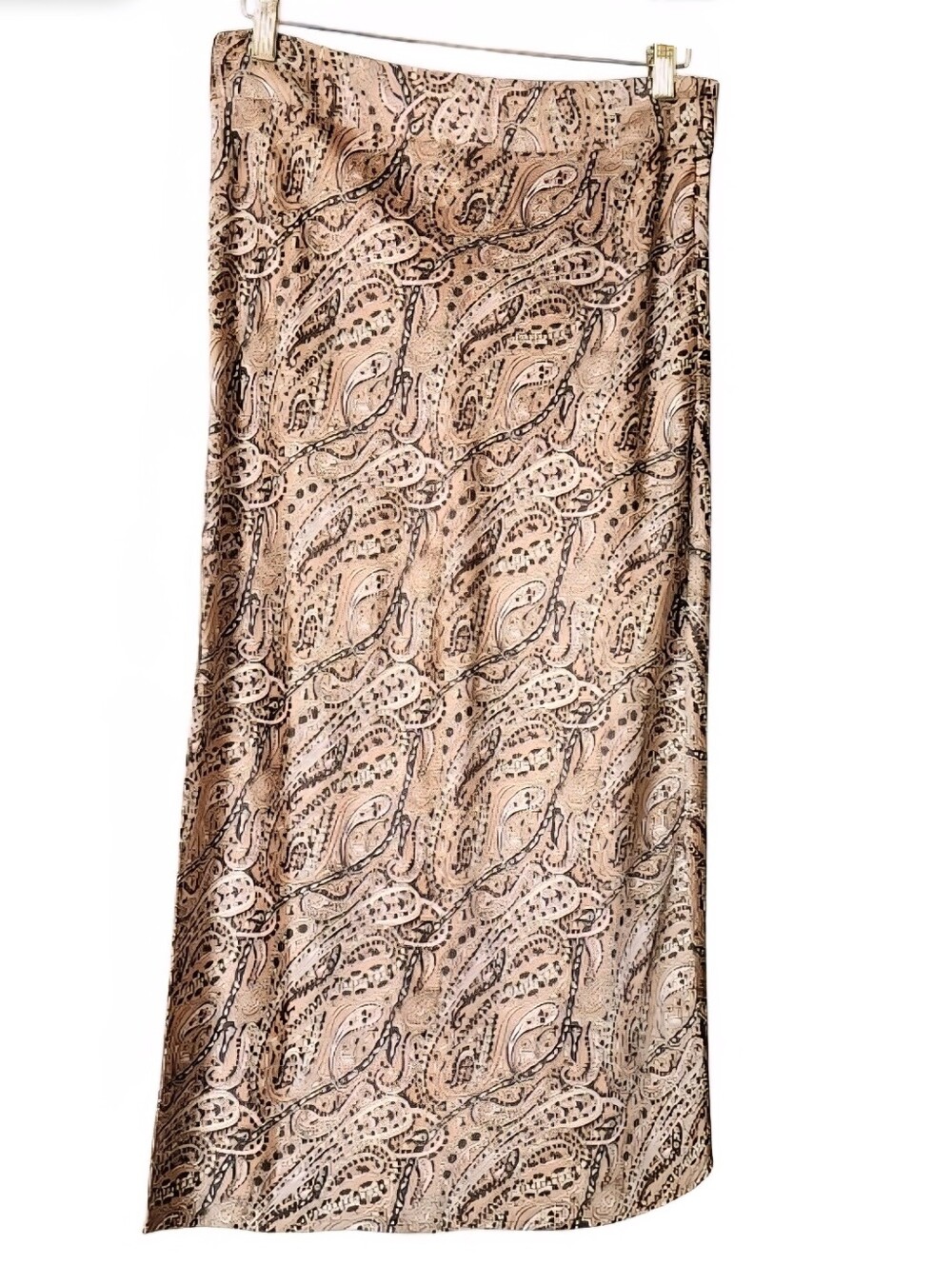 Paisley Brown And Gold Maxi Skirt - Elegant Flowing Silhouette